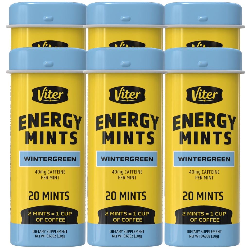 Viter Energy Caffeinated Mints 40mg Caffeine, B Vitamin, Sugar Free.