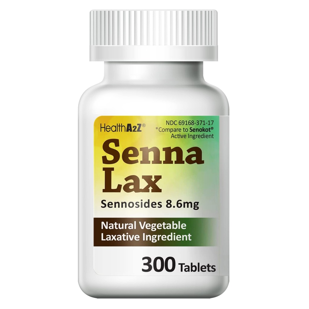 HealtA2Z ® Senna Laxative 124; 300 Count 124; Sennoides 8.6mg 124; Natural Vegetable 124; Laxative Ingradices 124; Overnight Relief 124; Bowel Movement 124; Relief from Constipation