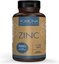 Suplemen Pomona Wellness Zinc Untuk Orang Dewasa, 50mg, Skin Health And Immune Dukungan, Easy To Swallow, Untuk AntioxidanOverall Health, Vegan, Non- GMO, 100 Tablet