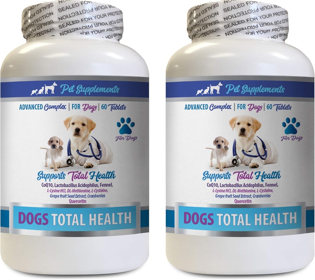 PET SUPLEMENTS & NUTRITION LLC Dog Dental Hygiene - Dogs Total Health Control - Imune - Imune Skin Nails Oral Eye Health Formula - Oral Calcium for Dogs - 2 Bottles (120 Treats)