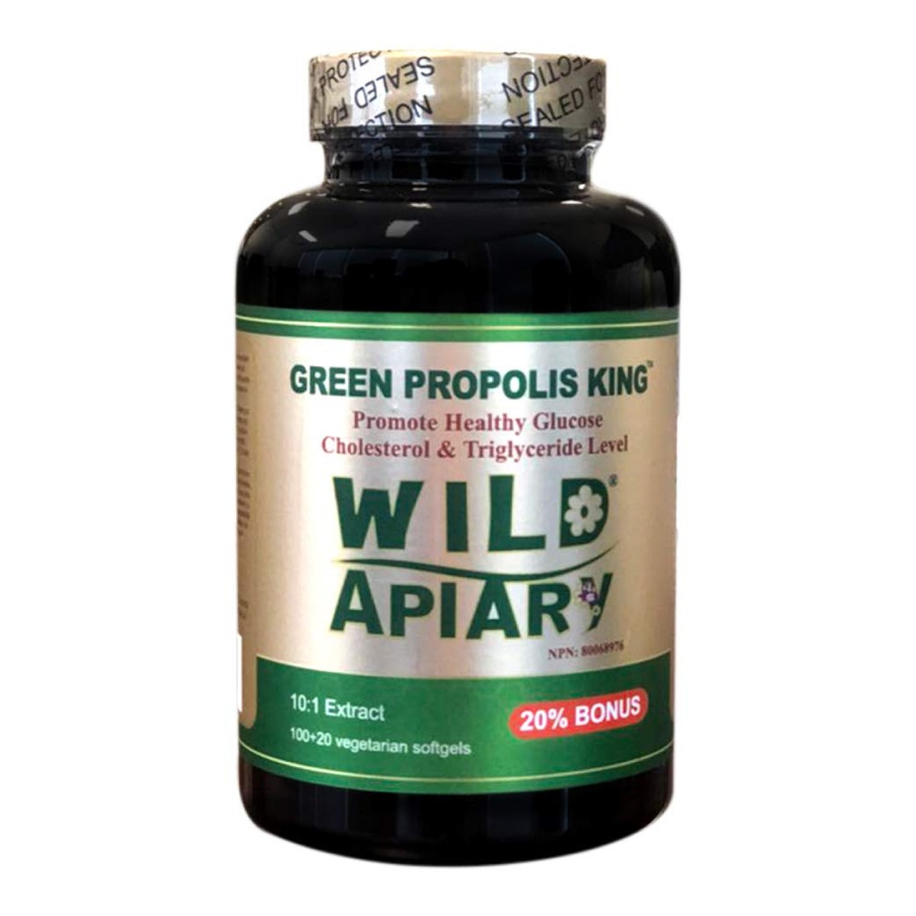 Wild Apiary Brazil Green Bee Propolis Raja Vegetarian Softgel 120 gel - Non Alkoholik, Wax Free, Sugar Free