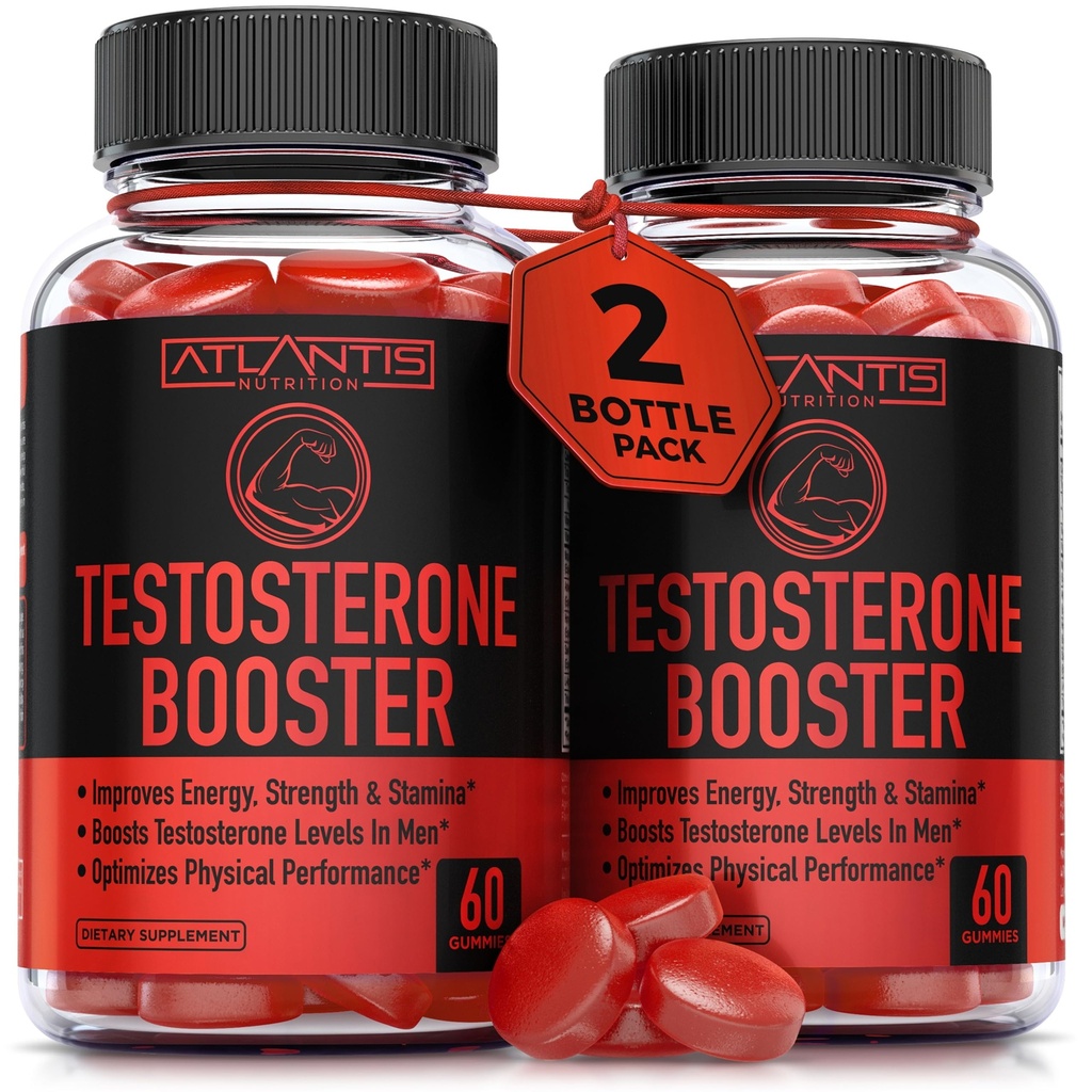 Testosteron Booster Atlantis Gummies For Men - Enhances Strength & Stamina - Optimizes Performance & Male (120 Gummid)
