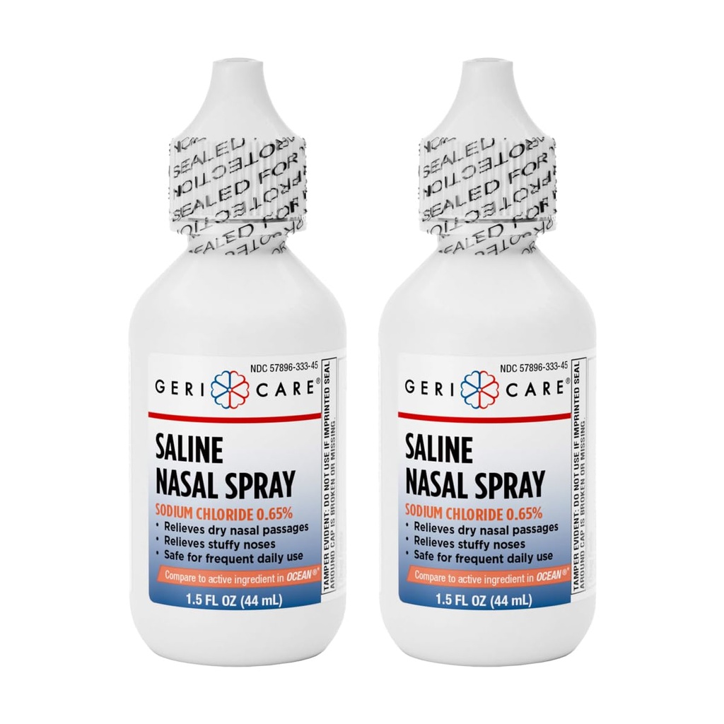 GeriCare Saline Nasal Spray 1.5 FL OZ Moisturizing Spray Sodium Chloride 0.65% (Pack of 2)