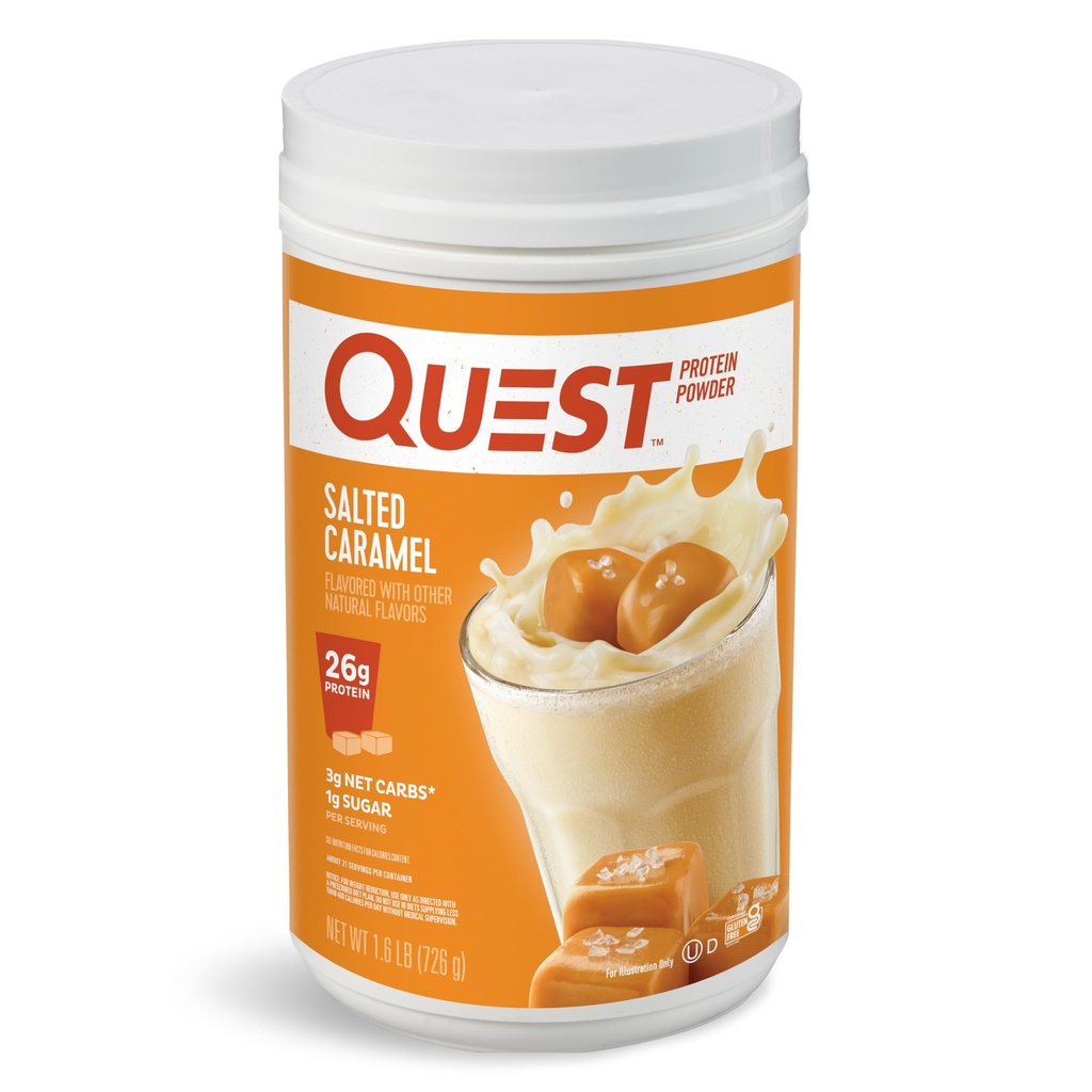 Nutrition Quest Salted Caramel Protein Powder, 26g Protein, 1g Sugar, Low Carb, Gluten Free, 1.6 Pounds, 24 Servings
