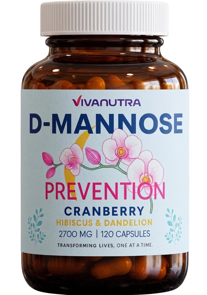 Cranberry D Mansules - D Mannose with Cranberry, Hibiscus & Dandelion, 2000 mg / Day - Supports Urinary Tract Health & Comfort - 120 Veggie Capsules
