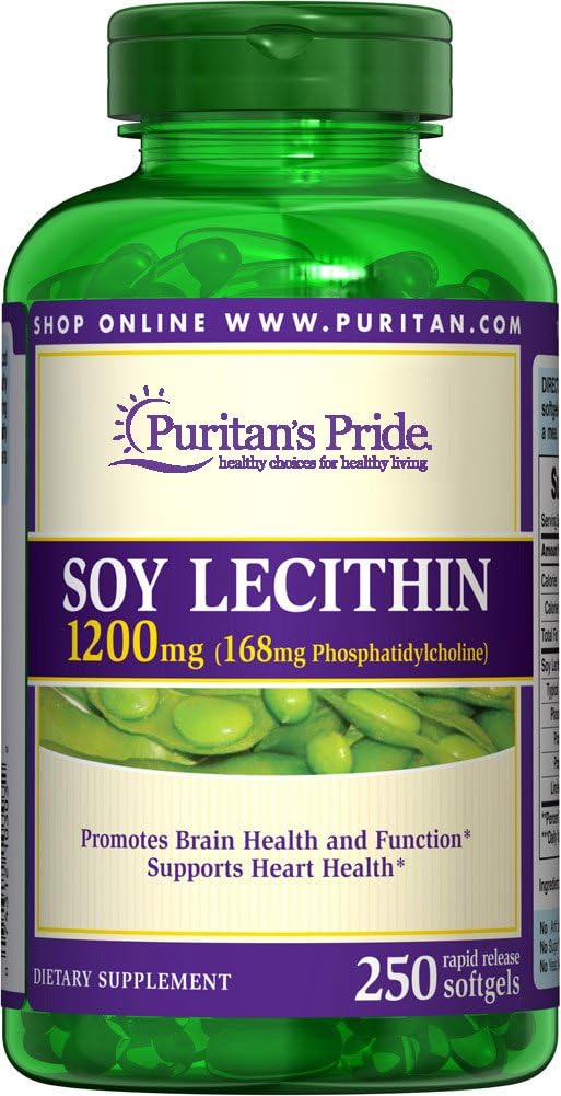 Puritan 's Pride Soy Lesithin 1200 mg 250 Rapid Lepaskan softgels