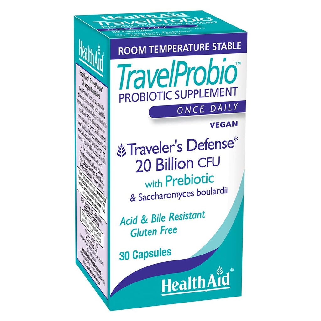 Healthoid Traveler Probio 20 Milyar CFU Probiotic - Saccharomyces boulardii + Prebiotic (FOS), Acid & Bile Resistan - Setelah Daily Vegan, Gluten Free, Room After Temp Stabil - Dukungan Digetives