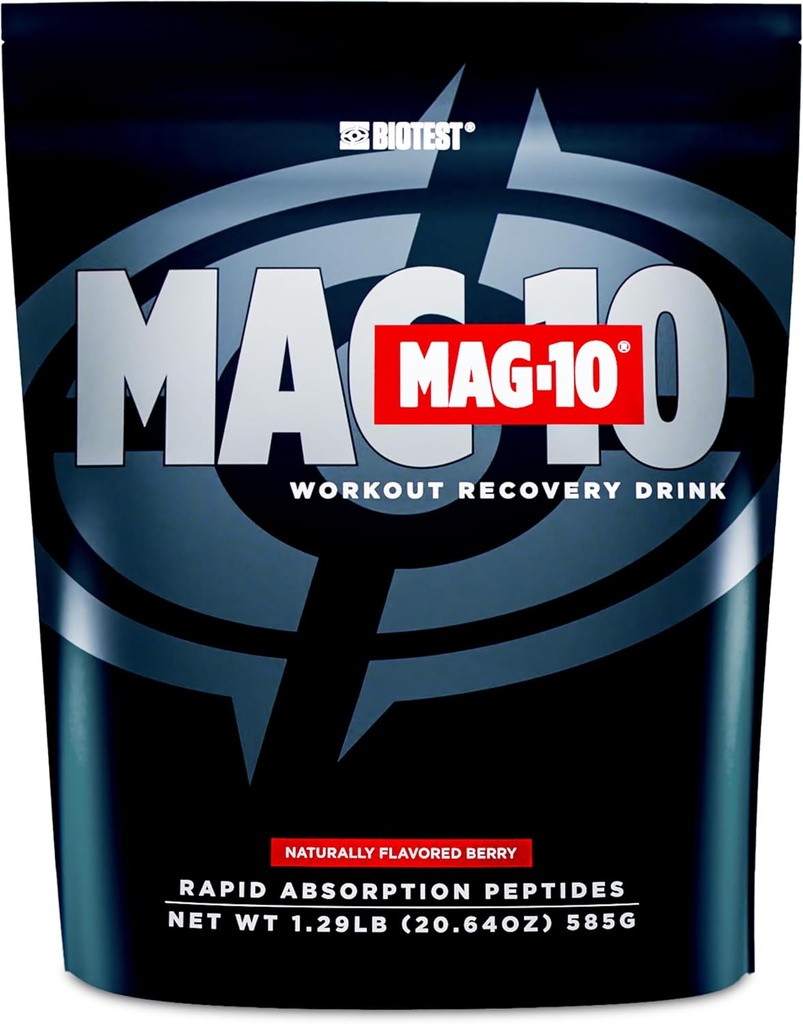 Biotest MAG-10 Post- Workout - 2X Muscle Gains, 15 Servings - 20g Di / Tri- Peptides, 7g HBCD, 3.5g Isomaltuloss - Berry