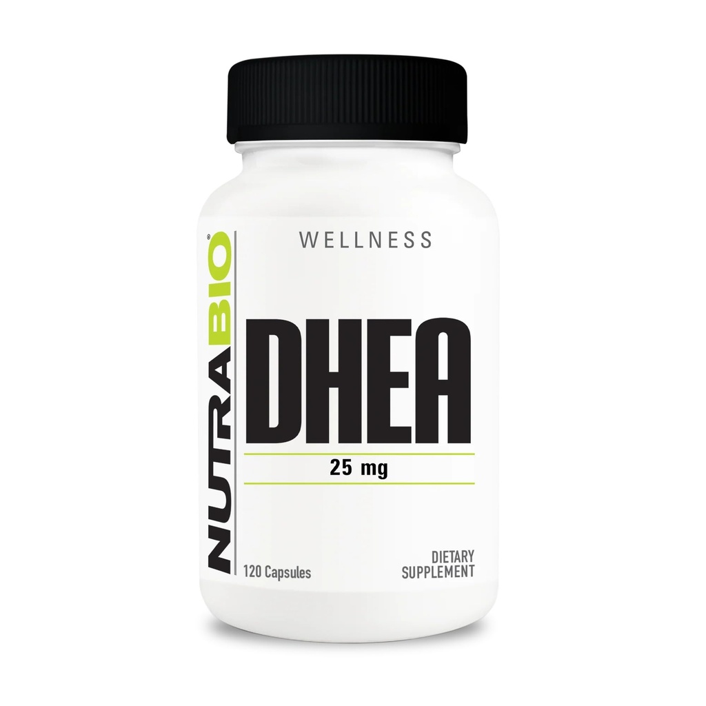 NutraBio DHEA Suplemen - untuk Pria dan Perempuan - DHEA (25 mg) 120 Kapsul