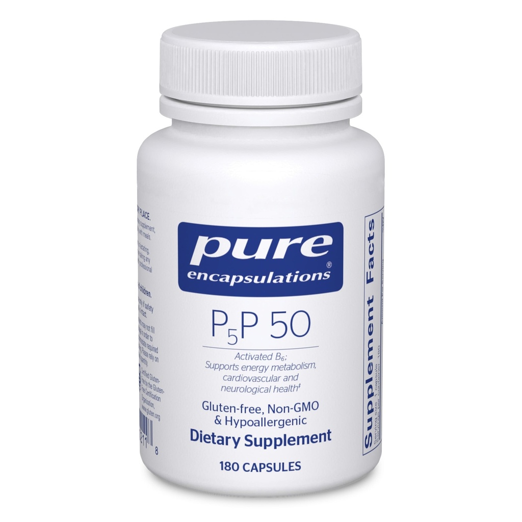 Ensulasi Murni P5P 50 - Aktif Vitamin B6 - Mendukung Energi Metabolisme & Kesehatan Otak * - Gluten Bebas & Non-GMO - 180 Kapsul