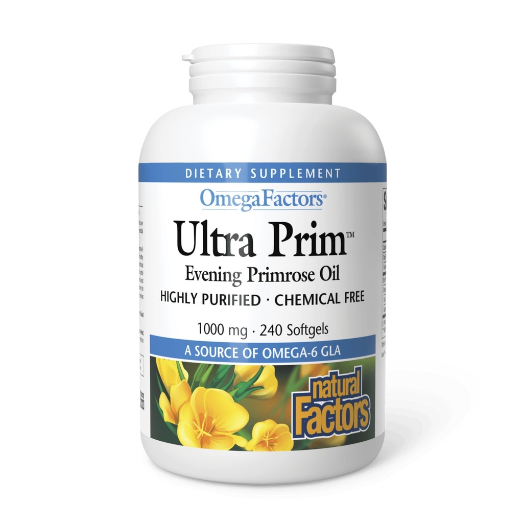 Omega Factors by Natural Factors, Ultra Prim Evening Primrose Oil, Primotes Women 's and Ammune Health with Omegaga- 6 GLA, 240 softgels (240 servings)