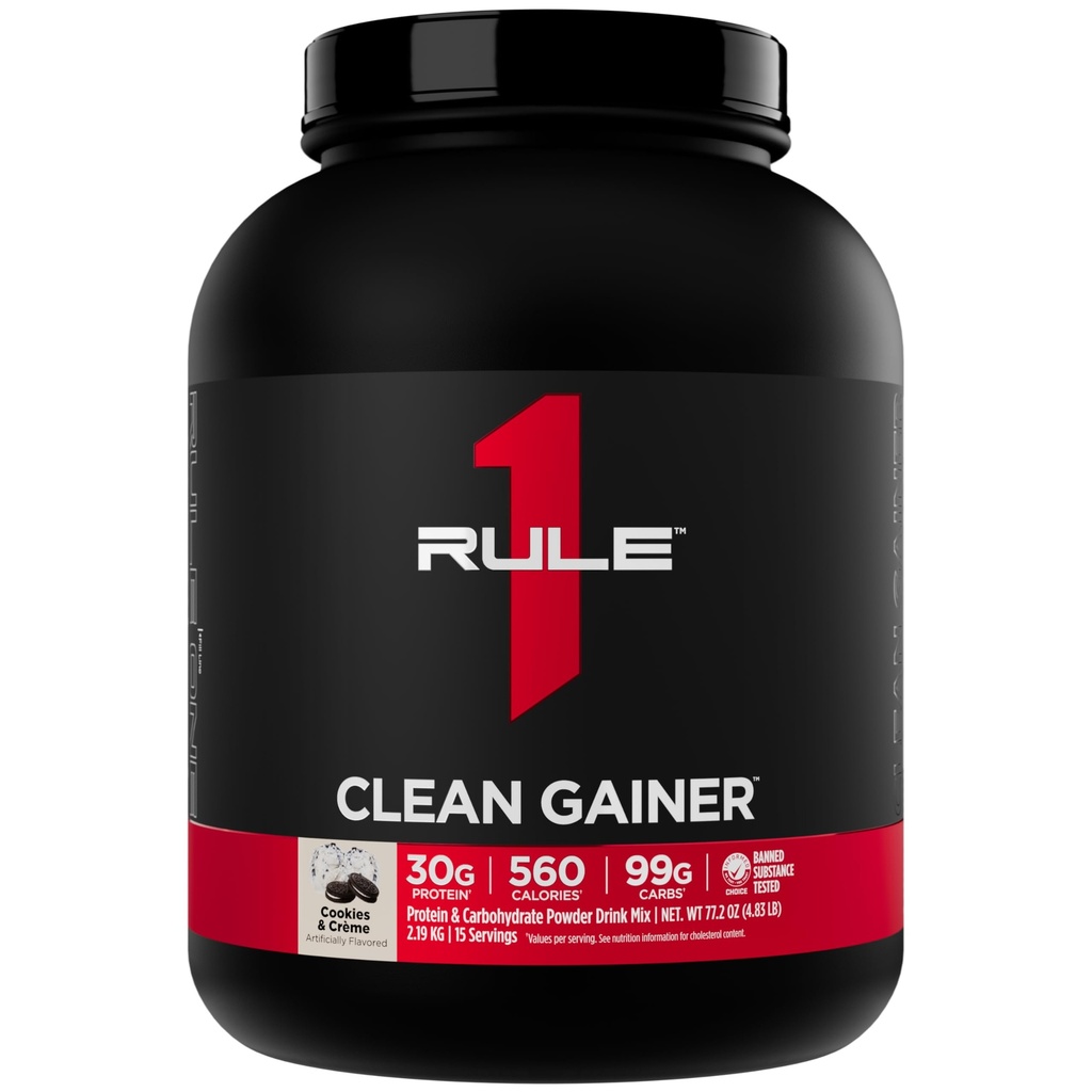 Aturan 1 Bersihkan Gainer - Tinggi Protein Gain Formula dengan 560 Kalories, 30g dari Protein Penuh Spectrum, Lebih dari 90g Carbs, Under 6g of Fat (15 Pelayan, Cookies & Crème)