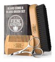 Viking Revolution Beard Comb & Beard Brush Set for Men -- Natural Boar Bristle Brush and Dual Action Pear Wood Comb w / Velvet Travel Pouch - Bagus untuk Grooming Beards dan Coliche