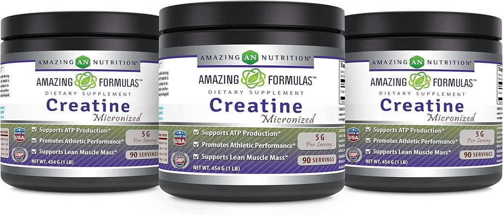 Amazing Formulas Micronized Creatine Monohydrate Supplement (1 Lb - 3 Pack, Unflashed)