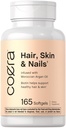 Rambut Coera, Skin dan Nails Vitamin 124; 165 Softgeels 124; dengan Biotin, Collagen & Maroko Argan Oil 126; Non-GMO & Gluten Free Suplemen untuk Pria dan Perempuan