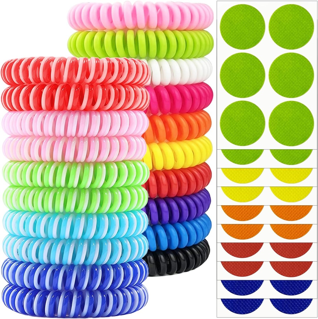 Mosquito Repellent Brackets 20 Pack, Individually Wristent Mosqui Repellent Band dengan 60 Pcs Mosquito Repellent Stickers Patch, DEET Free Insect Bug Repellent Wristents for Dewasa