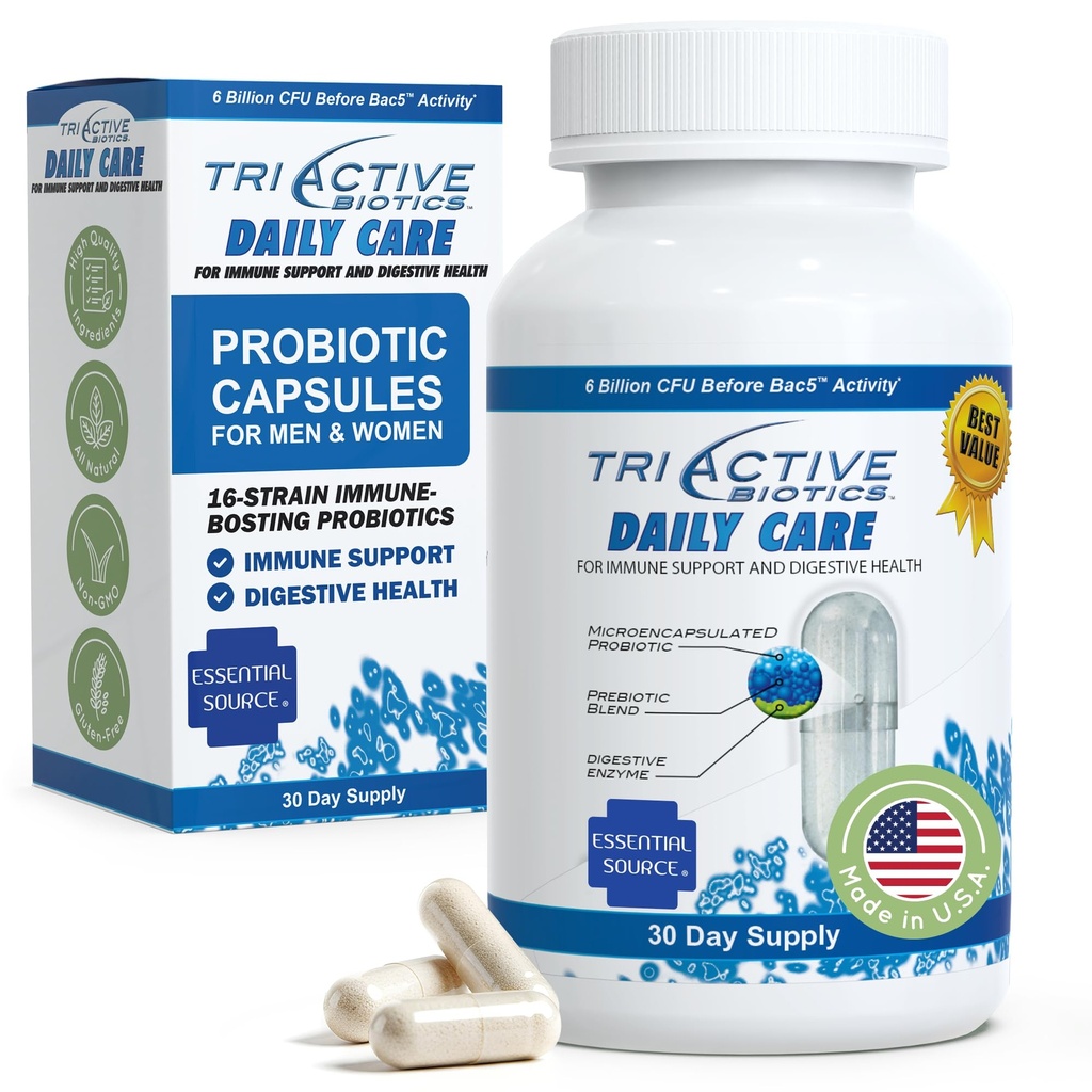 Triactive Biotics Daily Care - Propoles for Women and Men, Prebiotic Blend with 6 Mililars CFU - Progories for Digetical Health - Dut Health, Immune Defense - 30 Capsules