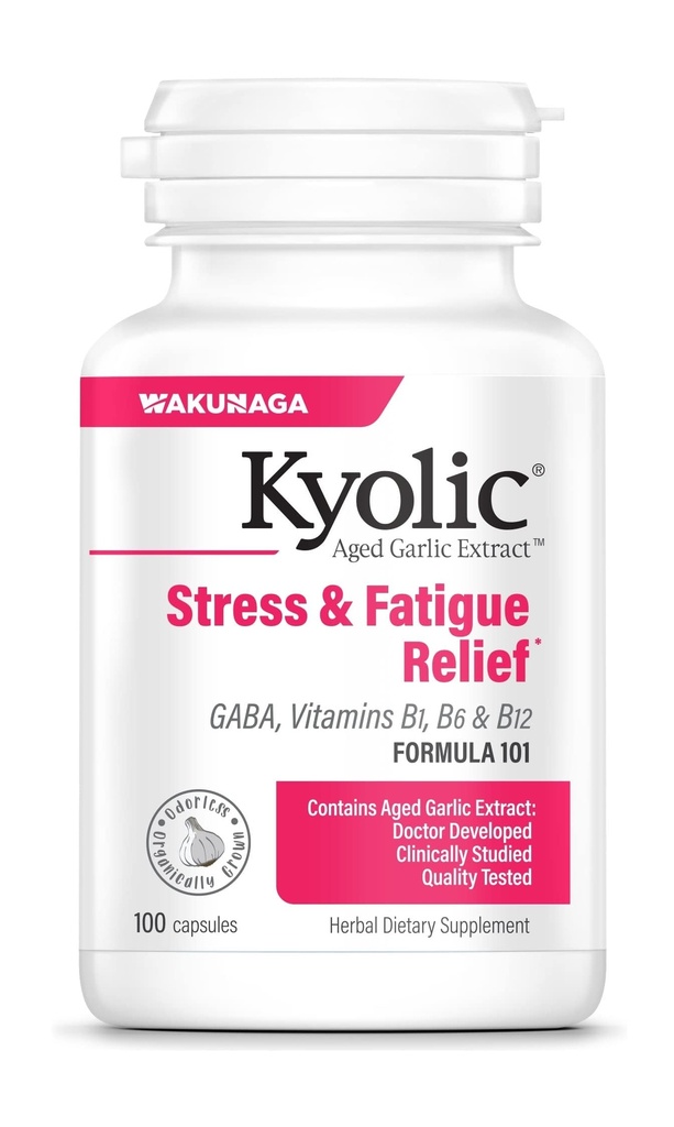 Kyolic Aged Bawang putih Extract Formula 101, Stress and Fatigue Relief, 100 Kapsul.