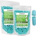 XPRS Nutra Vegan Ukuran 0 Terpisah Kapsul - 1000 Menghitung Premium Katup Kosong Terpisah di Bags - Pil 0 untuk Tambahan DIY (Aqua)