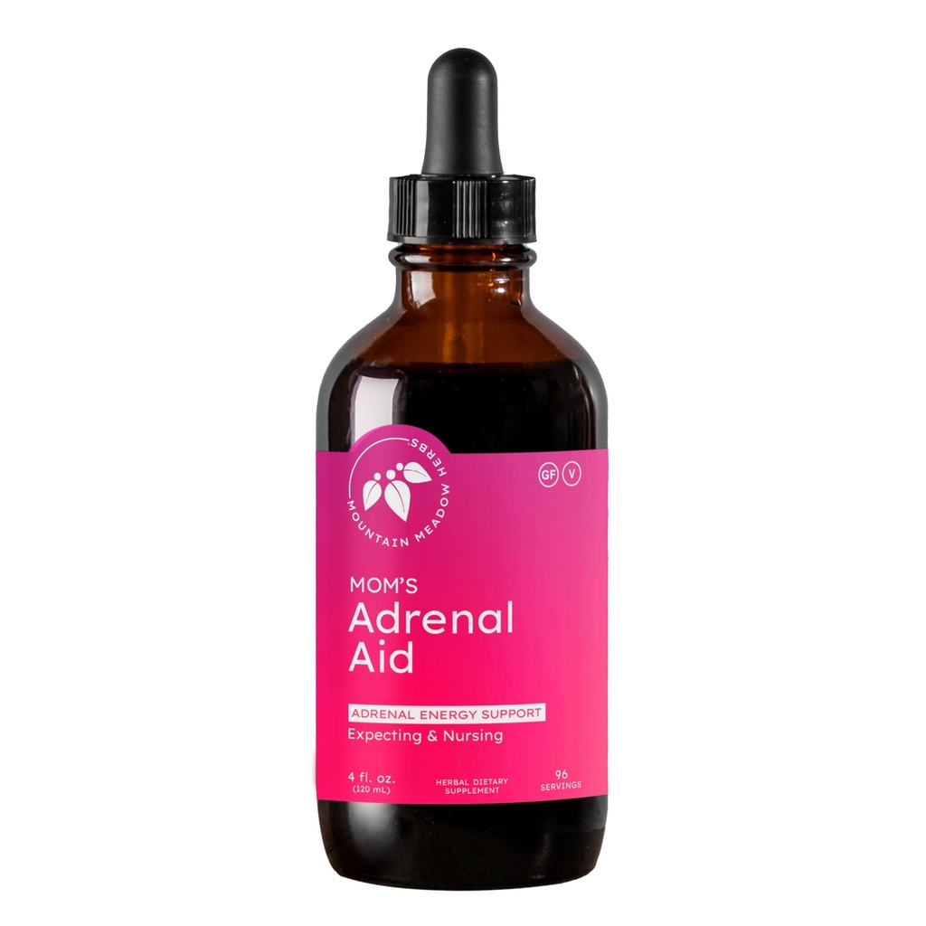 Mountain Meadow Herbs Mom 's Adrenal Aid - Suplemen Herbal Liquid, Dukungan Natural Adrenal untuk Perempuan, Aman untuk mengharapkan & Nursing Moms, Boosts Energy, Reduces Fatigue & Support Hormone Balance 4oz