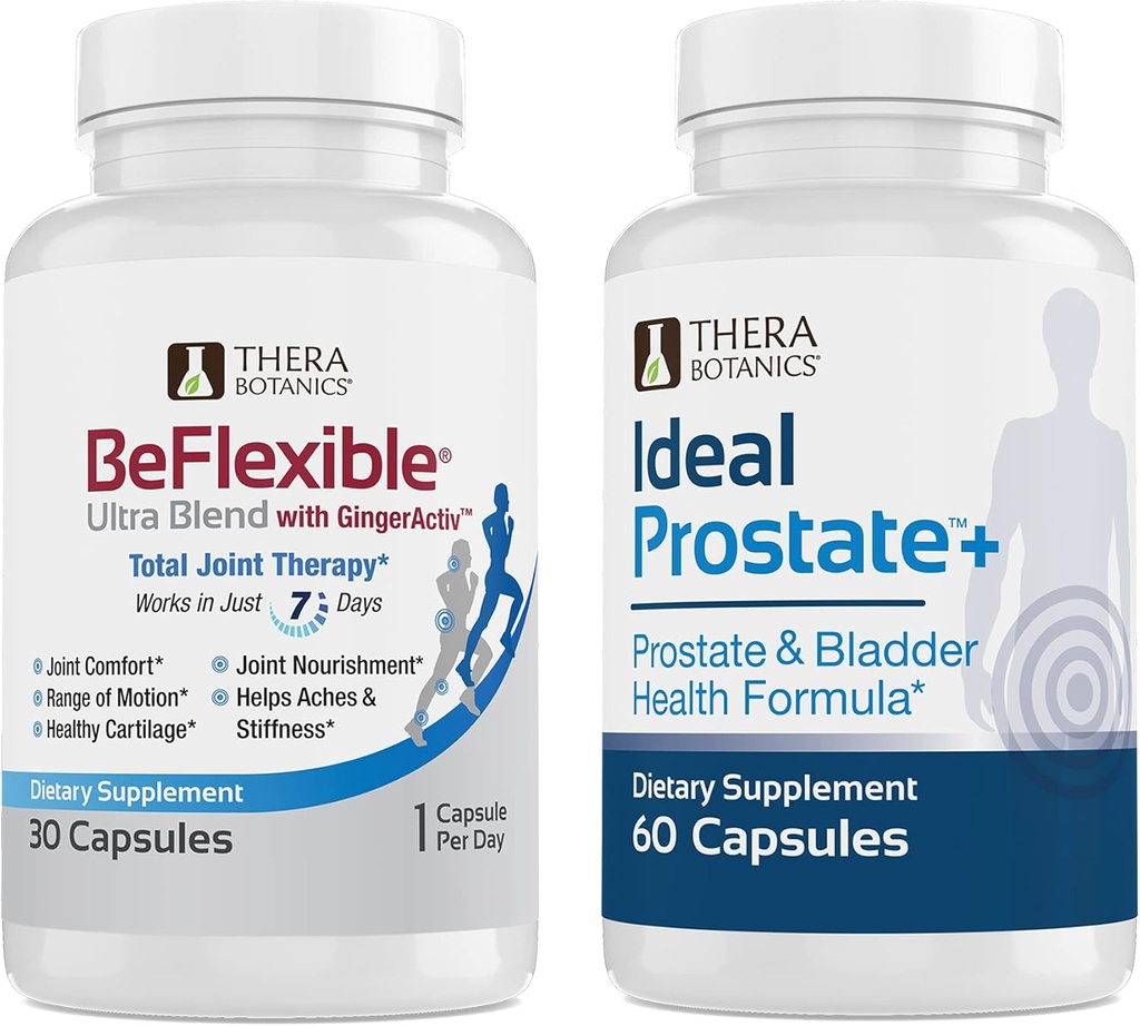 Therabotanics BeFlexible Ultra Joint Supplement and Ideal Prostate Powerful Prostate Suppplement for Men Bundle