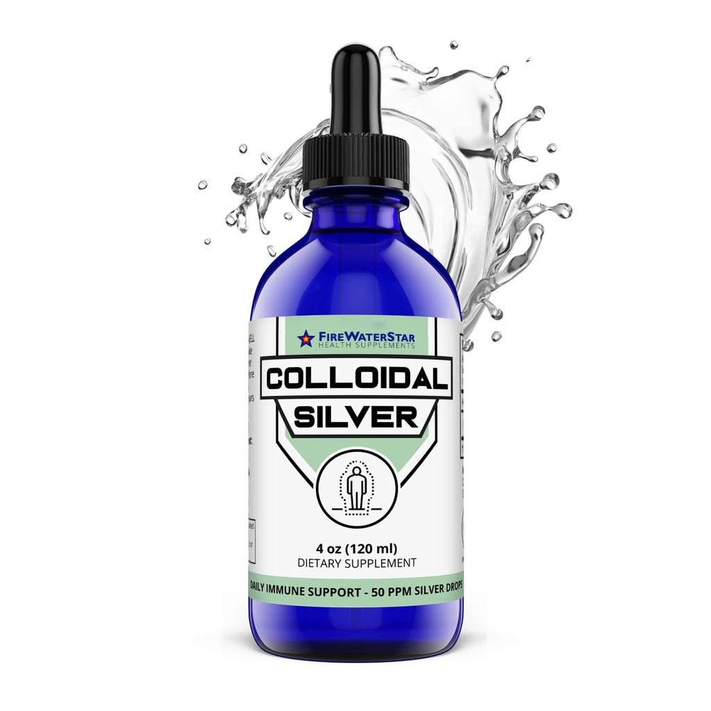 FWS Colloidal Silver, Liquid Silver Drops, 99,99% Pure Silver, 4 oz Glass Bottle, 60 Servings (2 Bulan Supplum), 50 plum, berkonsentrasi untuk Easy and Convenient Servings