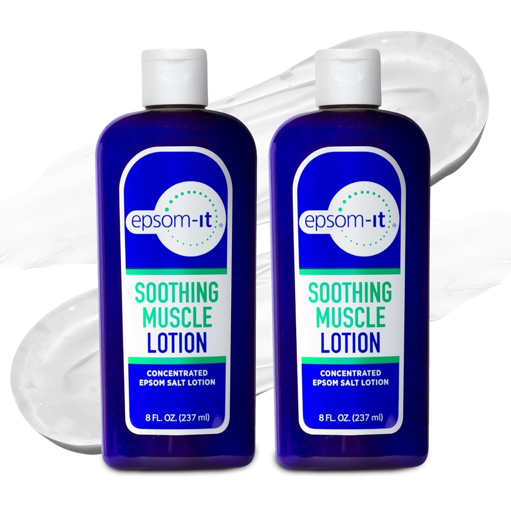 EPSOM-IT Lotion Sooting Muscle - Epsom Salt Magnesium Cream Arnica untuk Stiffness Muscle, Lotion Magnesium Topical, Menyediakan Comfort for Legs, Knee and Feet, 8.0 oz., 2-Pack