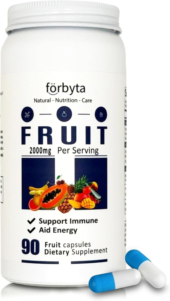 Fruits Supplement - Whole-Food Blend Capsules - Natural Antioksidant Support - Rich in Estimitamins - Non-GMO, Gluten- Free - 90 Capsules