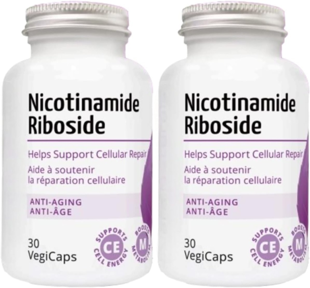 Nicotinamide Riboside - 300mg Nicotinamide Riboside (NR) per Serving, 400mg Coenzim Q10 Ubiquinone, 30 VegiCaps per Botol (60 Caps - Paket 2)