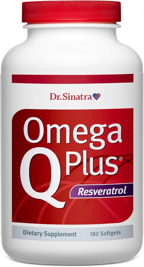Dr Sinatra Omega Q Plus Resveratrol - Omega-3 Tambahan dengan CoQ10 dan Resveratrol - Promotes Comprehence Heart dan Whole Body Health to Help You Age Well (180 softgels)