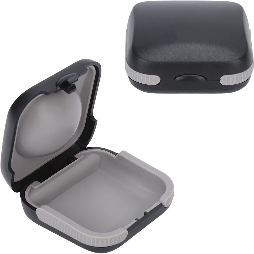 Kasus perlindungan untuk alat bantu dengar travel Hard Small Splashproof 2.16 "* 2.04" * 0.39 "Cushioned Interior untuk 2 Hearing Aids, ITE, RIC (Black)