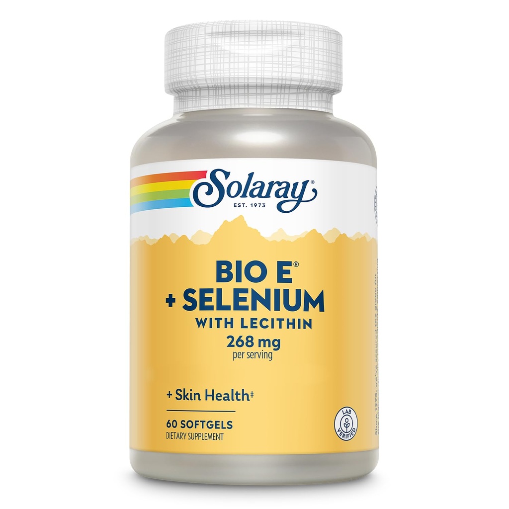 Bio Vitamin E 400 IU (268 mg) dengan Selenium 100 mcg dan Leciph - Thyroid dukungan, Antioksidant dan Imune Suplemen, Absorpsi Tinggi, Diverifikasi Lab, Jaminan 60 Hari, 30 Hamba, 60 Softgels