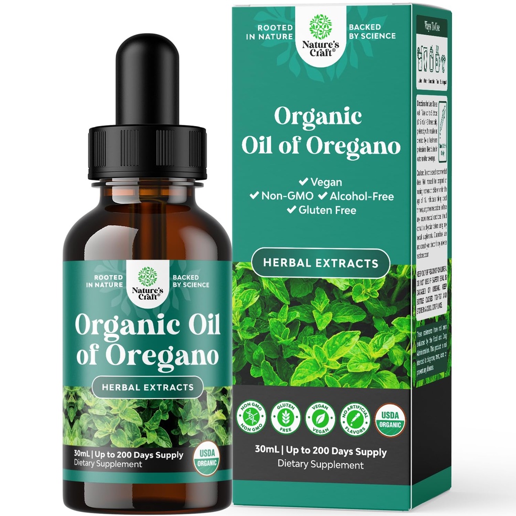 Organik Oregano Oil Drops - Super konsentrasi Minyak Liquid Oregano dengan Carvacrol 60% untuk Dibuble & Imune Dukungan - Cair Herbal Ekstraksi untuk Imune Kekuatan & Healthy Intestines - 30 mL
