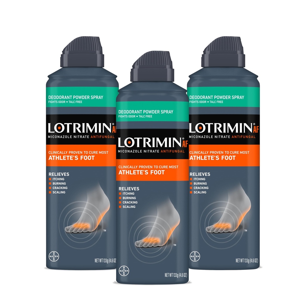 Powder Deodoran Lotrimin Diobati Semprot dengan Mitonazole Nitrate 2%, 4.6 oz (Paket 3)