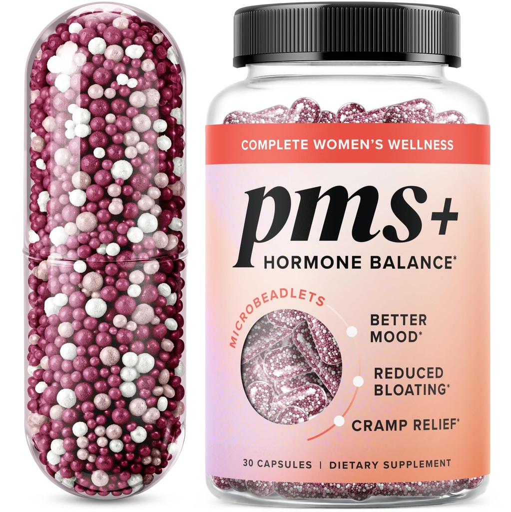 PMS Dukungan Tambahan untuk Perempuan dengan PMS Relief 124; Hormonal Acne, Hormone Saldo & Period Relief 124; Consteberry Suplemen 124; Microbeadlets dengan Dong Quai, Cranberry & Vitamin B6 124; Non-GMO 30ct