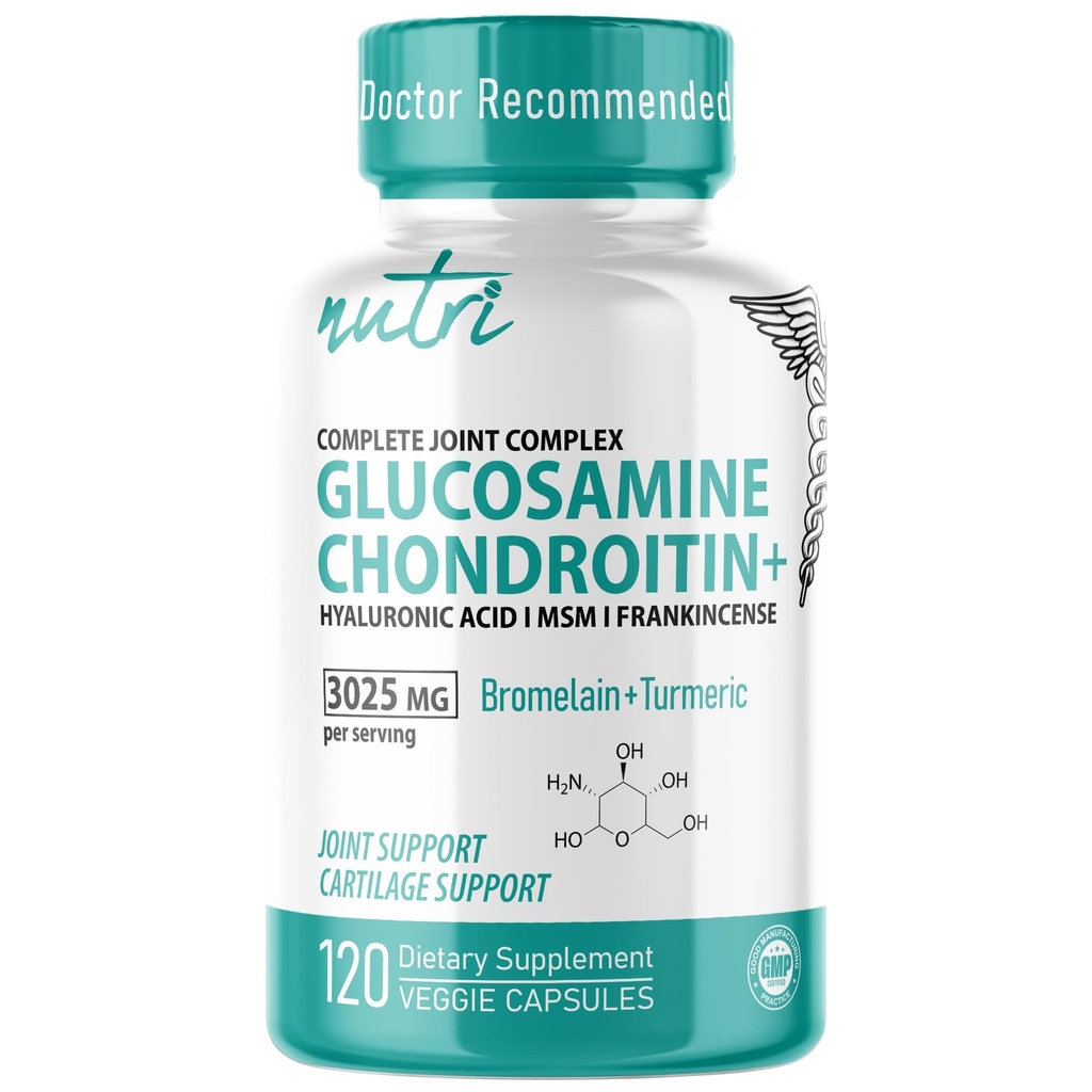 Fusion Alam Glucosamin Chondroitin MSM Turmeric Boswellia - Bersama Dukungan Suplemen - 120 Kapsul - Chondroitin Sulfate Capsules - dengan Acid Hyaluronic - Pendukung Bones Health