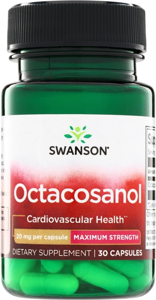 Swanson Maksimum-Kekuatan Octacosanol 20 Miligram 30 Capsules