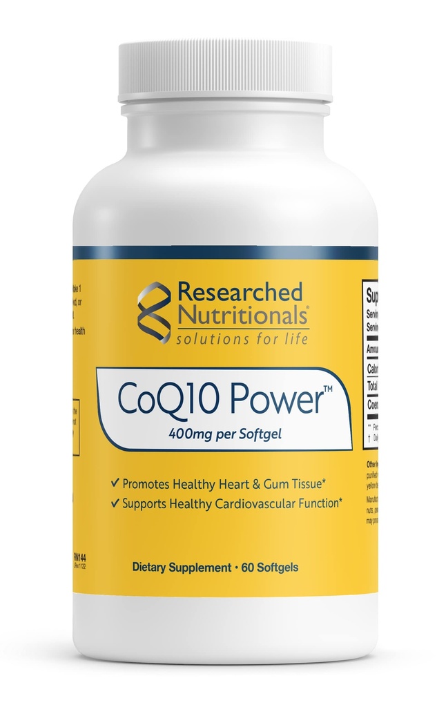 Penelitian Nutritional CoQ10 400mg Softgels untuk Kesehatan Jantung - Therapeutic- Kekuatan Koenzim Q10 Supplemen - Dukung Fungsi Energi Alam & Imune, Kognitive Healthy Gum (60 Softgelels)
