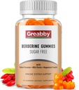 Berbersinus dengan Ceylon Cinnamon Supplement - Berberine Gummies, Organic Berberine HCL 1200 mg untuk Dewasa, Dukungan Sistem Imune, Gula Bebas, GMO Bebas, Gluten Bebas, 60 Gummies