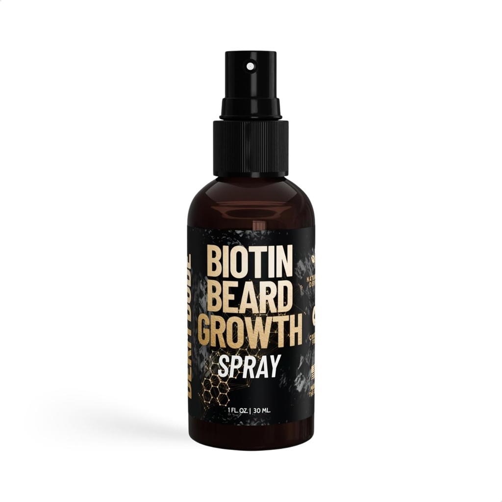 Derm Dude Biotin Beard Growth Spray for Men 124; Formulated with Biotin & Bamboo Extract for Hair Growth 124; Premotes Thicker Fuller Beard 124; For Stronger Healthier Beard Growth, Nonsy-Greasy Grooming- 1 oz