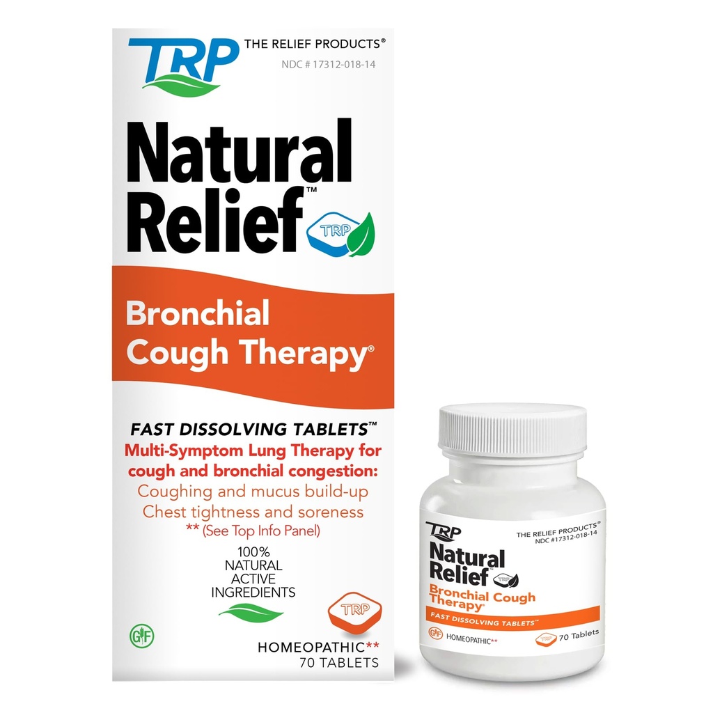 The Relief Products Bronchial Cough Therapy Fast Dissolving Tablets - 100% Natural Active Ingreations - 70 Count
