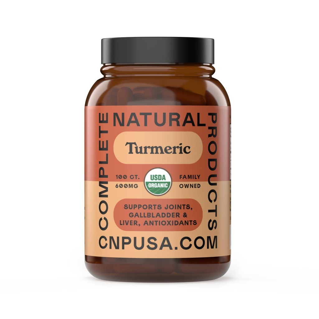 Kapsul Turmeric Organik - Raw & Pure Curcumin Root Powder Suplemen, 100 Capsules 600mg, kandung empedu, Hati, dan Dukungan