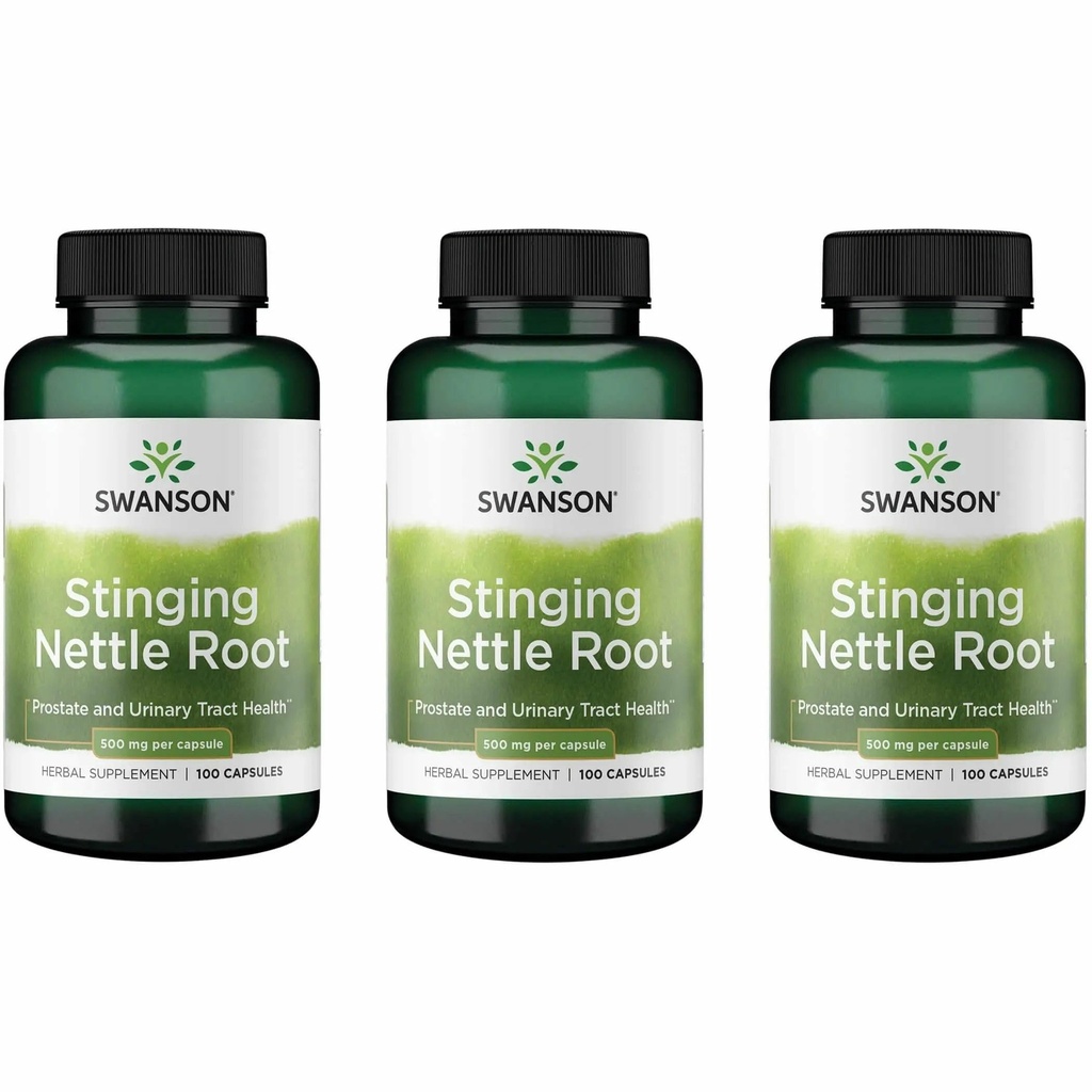 Swanson Stinging Nettle Root (Urtica Dioica) - Herbal Suplemen - (100 Capsules, 500mg) (3 Pack)