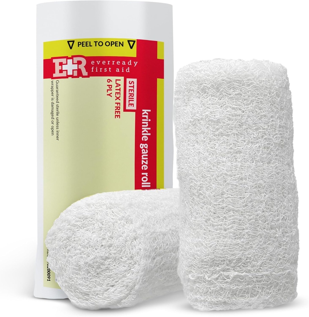 Pernah Ready Aid Pertama Sterile Krinkle Kerlix Tipe 4 1 / 2 "x 4.1 Yds, Lateks Bebas, 6 PLY, Gauze Bandage Roll - 12 Count