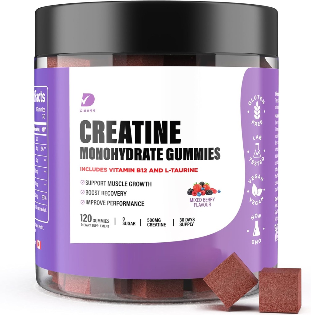 Creatine Gummies - Creatine Monohydrate Gummies for Men & Women - 5g of Creatine Monohydrate per Service Increase Focus, Power, Endurance -Build Muscle, Sugar Free, Vegan, Non-GMO 120 Ct
