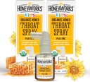HoneyWorks Kids Throat Spray for Sore Throat Relief, 1 Oz (Sebungkus 2) Sooting Non-GMO USDA Dark Honey + Zinc, Fast-Acting Relief, 12 Bulan +