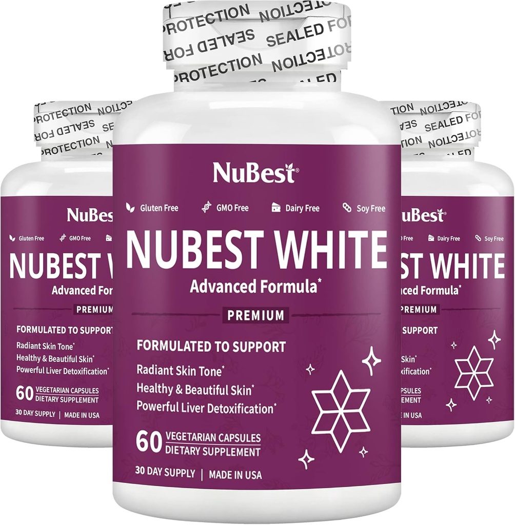 NuBest White - Supports Beautiful and Radiant Skin with Glutathione, Milk Thistle Extract, L- Cysteine, Precious Herbs dan Vitamin (3 Pack)