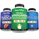 Nutrivena Premium TudCA, Suplemen Berberine, dan Aswagandha Suplemen Bundle: High- Absorpsi Berberine Kompleks, Aswagandha Root Extract, & TUDCA for Detox, Vitalitas & Well- Menjadi