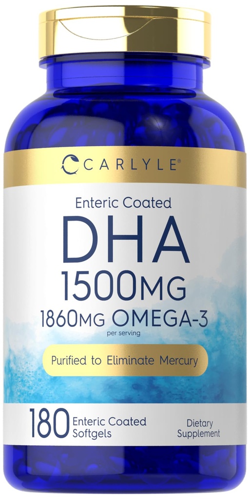 Carlyle DHA Supplemen 1500mg 124; 180 Softgeels = 124; Omega-3 Suplemen Alat124; Non- GMO, Gluten Bebas