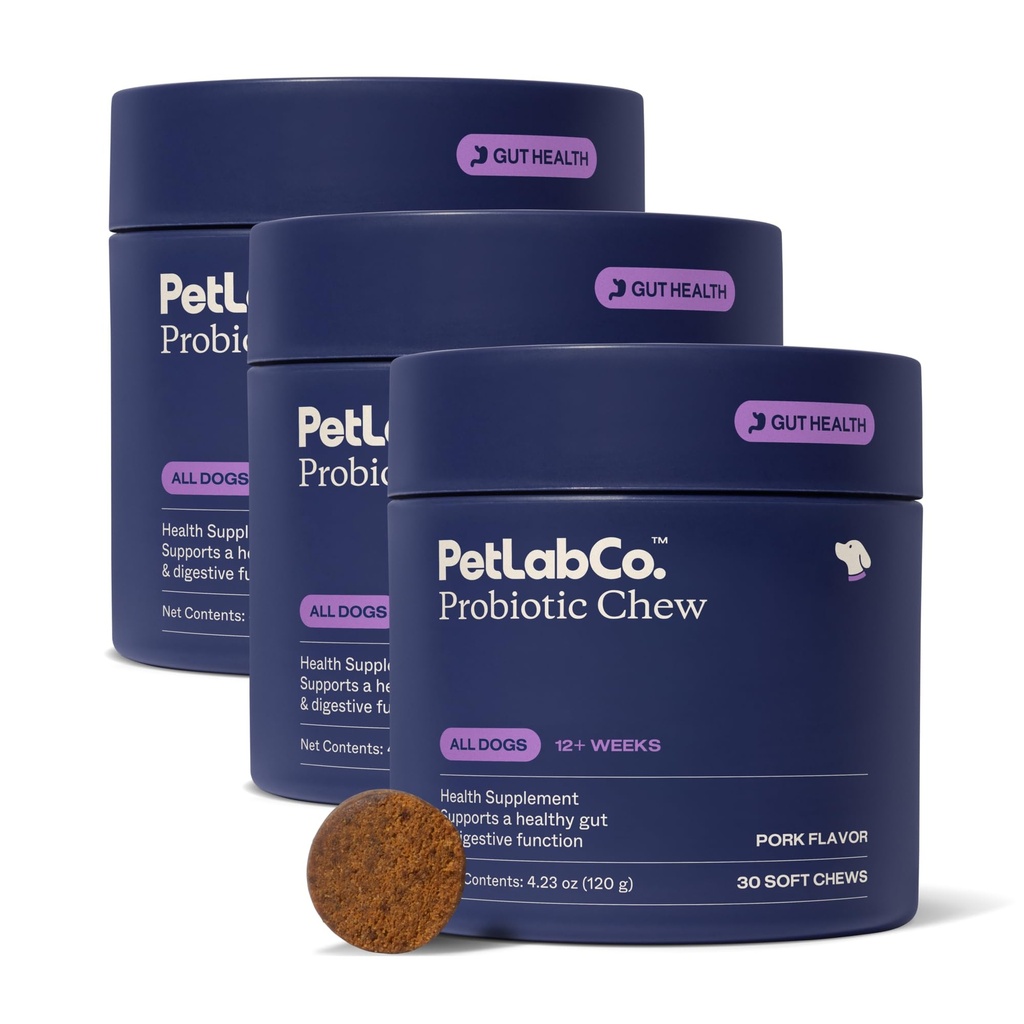 Produksi untuk Anjing, Dukung Kesehatan Gut, Diare Occasional, Digetical Health & Seasonal Allergies - Pork Flavor - 30 Soft Chews - Packing May Wary (Nilai 3-Pack)